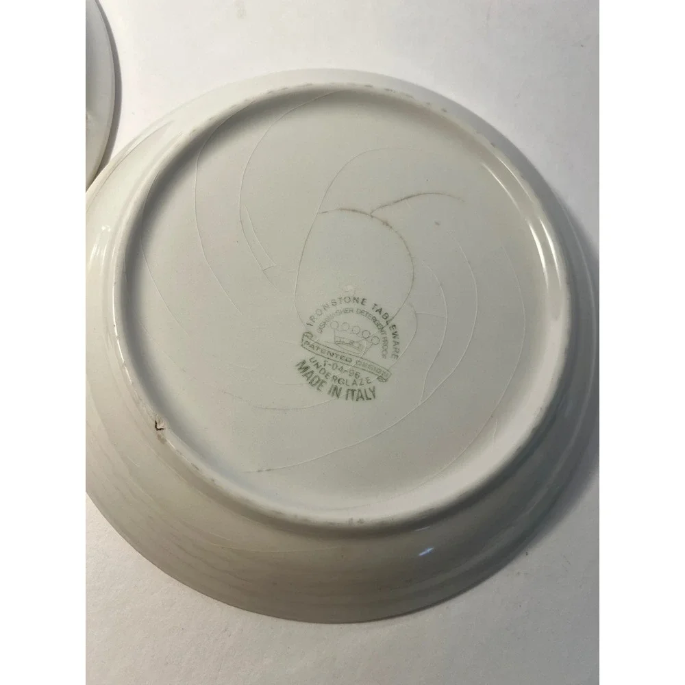 Vintage LAM Italy Ironstone Pasta Bowls Set of 2 Olive Villa Pattern 9 Inch